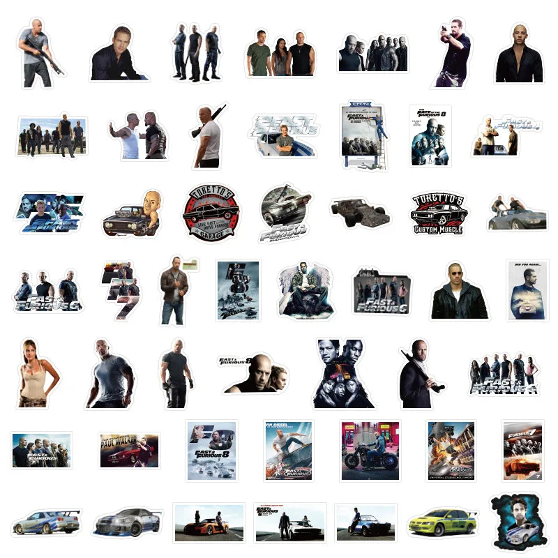 10/30/53PCS Fast & Furious Stickers Cool Racing Movie Decals Decoration Fridge Luggage Laptop Phone Guitar Skateboard Sticker